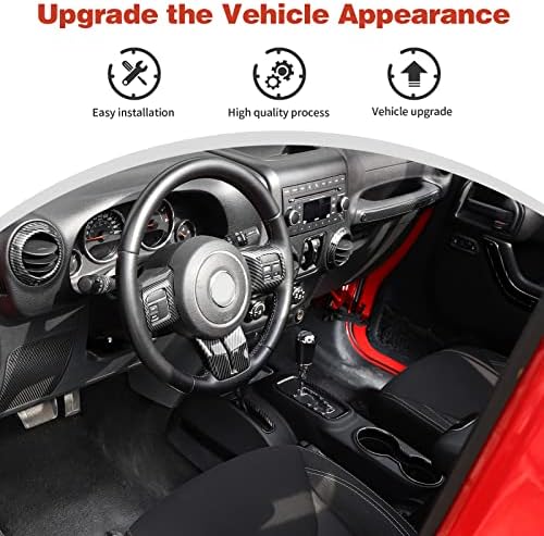 Cherocar 18pcs Kit de decupare interioară pentru Jeep Wrangler JK JKU 2011-2018 4 Uși, capac de volan, Aer condiționat Capacul suportului pentru cupa de garnitură, butoane de schimbare a angrenajului, fibră de carbon ...
