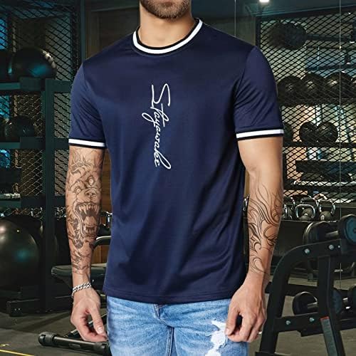 XXBR pentru bărbați pentru bărbați tricouri de antrenament de vară cu mânecă scurtă echipaj gât topuri de mușchi atletic, scrisoare rece, imprimeu casual sport tricou