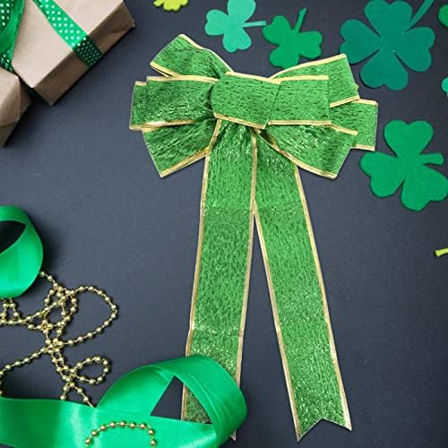 PretyZoom 2pcs St. Patricks Day Bow Green Arcul mare irlandez Arcul irlandez St Patricks Day Decor Coroană Cadou Panglică Arcul