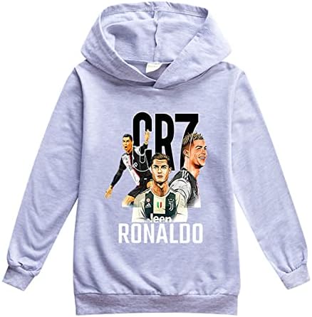 Tiananshijia Boys Girls Cristiano Ronaldo Hoodie Cotton Casual Hood Tops, Graphic Pulover Graphic Panouri