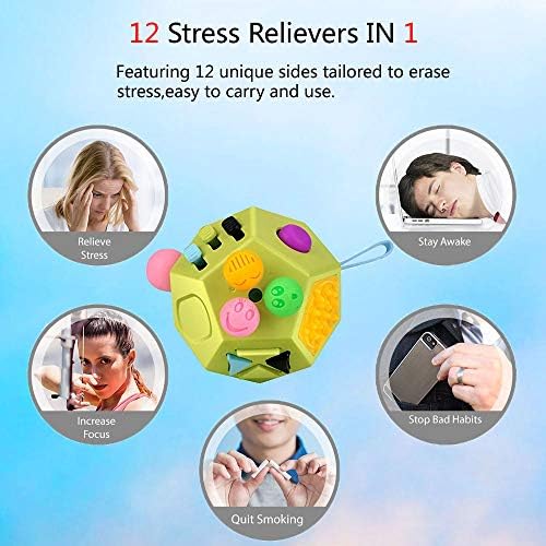 Jucărie senzorială senzorială Uooefun, Dodecagon cu 12 părți Fidget Cube Stress Stress, Anxiet, Calming and Focus for Kids With ADD, ADHD, TOC, Autism by