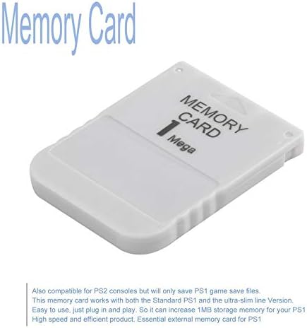 Tatonly Superjiuex PS1 card de memorie 1 Mega Card de memorie pentru Playstation 1 un joc PS1 PSX util practic accesibil Alb