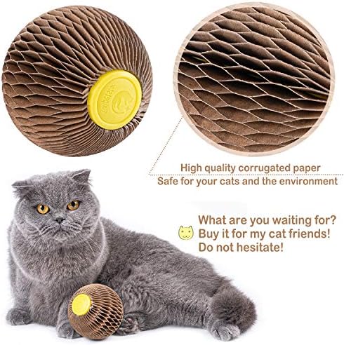 Areiia Catnip Ball jucărie pentru pisici Catnip reîncărcabil Scratcher Ball Kitty ' s fidel Playmate Reduce obezitatea și singurătatea CSB01BR