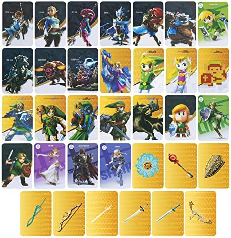 34 pc Mini Botw Amibo Cards Set complet compatibil cu Legend of Zelda: Breath of the Wild and Tears of the Kingdom