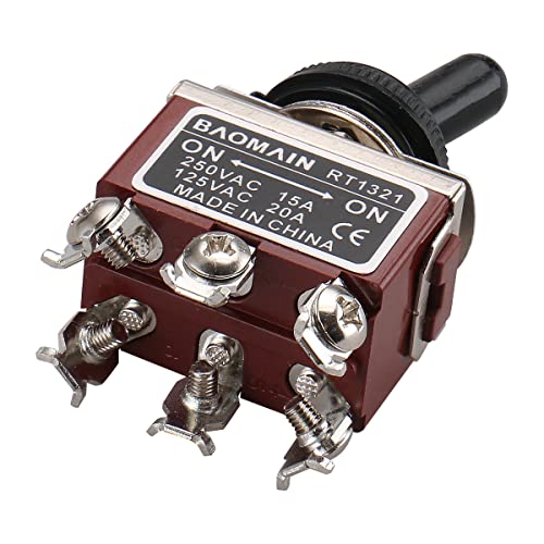 Comutator de comutare Baomain cu capac impermeabil DPDT ON/ON 2 Poziție 250VAC 15A 125VAC 20A 6 Pin Terminal RT1321C pachet