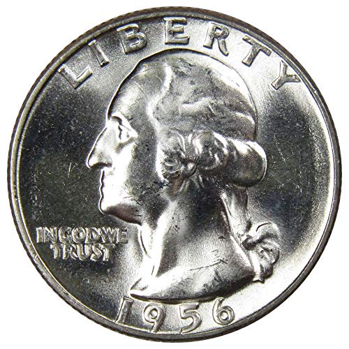 1956 Washington Quarter Bu Mint Mint State 90% Silver 25c Monedă SUA