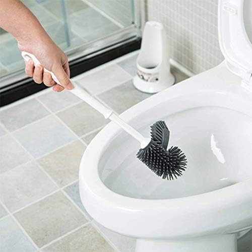 Perie de toaletă WSZJJ și suport, set de perie de curățare a toaletei, instrument de curățare sanitară cu două sensuri Cap de curățare puternică