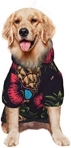 Glugă mare pentru câini hawaii-pină-skull-floral haine pentru animale de companie cu pălărie cu pălărie de pisici moi