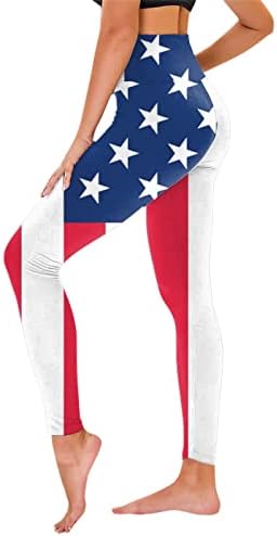 4 iulie Legguri pentru femei Legguri cu steag american cu talie înaltă Exercițiu Controlul burtei Fitness Sport Active Yoga Pantaloni