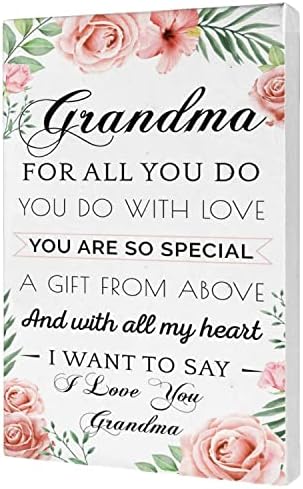 Cadouri de bunică de toamnă ușoară sau cadouri de Crăciun - hangable Canvas Canvas Art Art Cadou pentru bunica - Semn de poezie pentru decorațiuni pentru casă Cadouri de perete - Cadouri de Crăciun pentru mamă sau bunică - stil floral 14 x 11