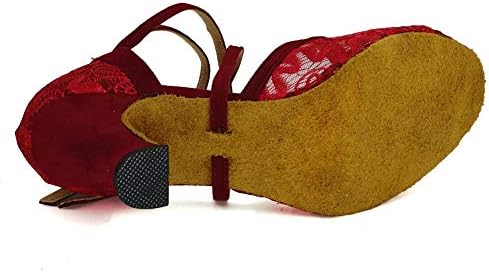 Pantofi de mireasă din dantelă pentru femei Misu Latină Salsa Tango Practică pantofi de dans de bal 3,3 Heels