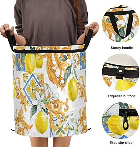 Sicilian Style Lemon Pop Up Laufe Hamper cu coș de depozitare pliabilă cu capac Bag de spălătorie pliabil